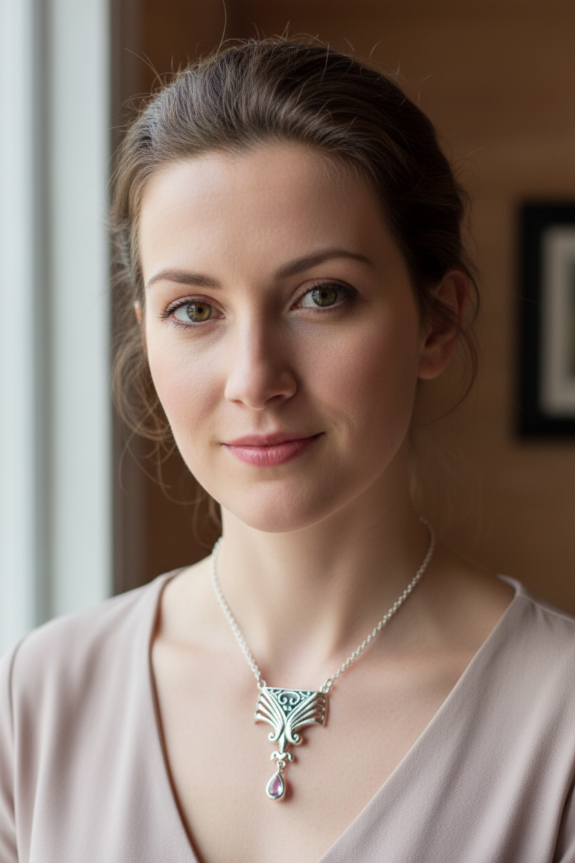 Aina Celtic Amethyst Necklace in Sterling Silver — view 5