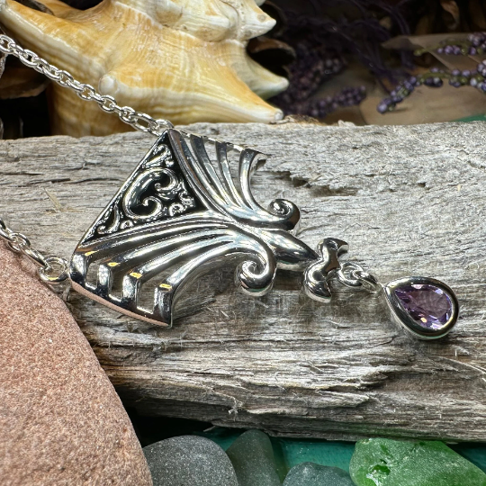 Aina Celtic Amethyst Necklace in Sterling Silver — view 3