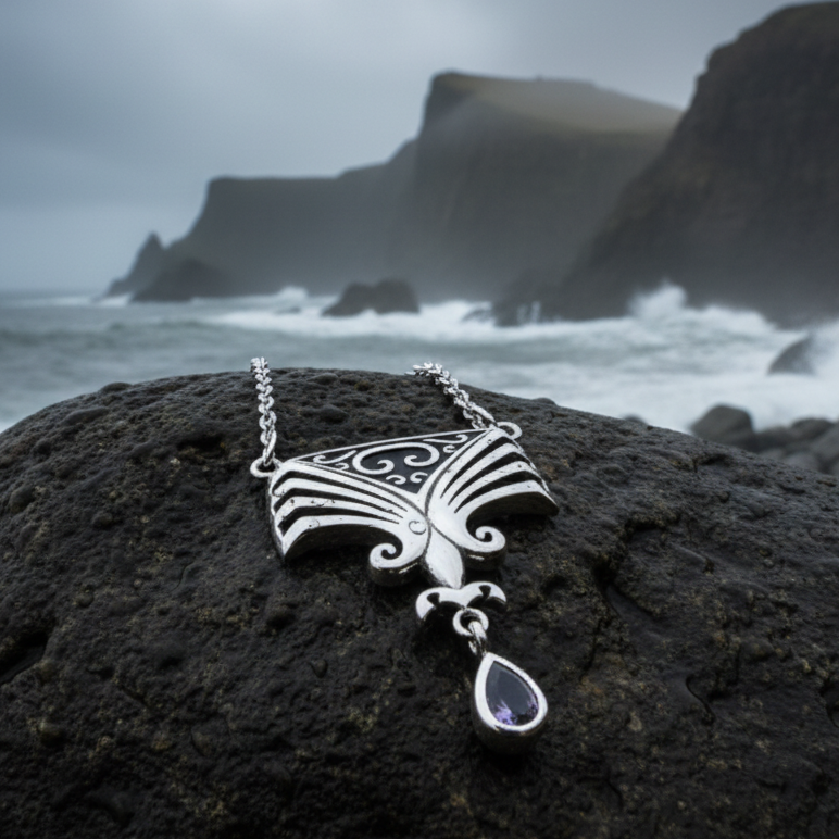 Aina Celtic Amethyst Necklace in Sterling Silver — view 7