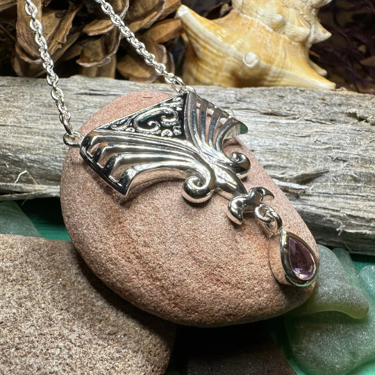 Aina Celtic Amethyst Necklace in Sterling Silver — view 9