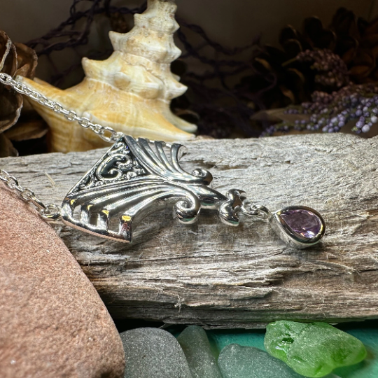Aina Celtic Amethyst Necklace in Sterling Silver — view 10