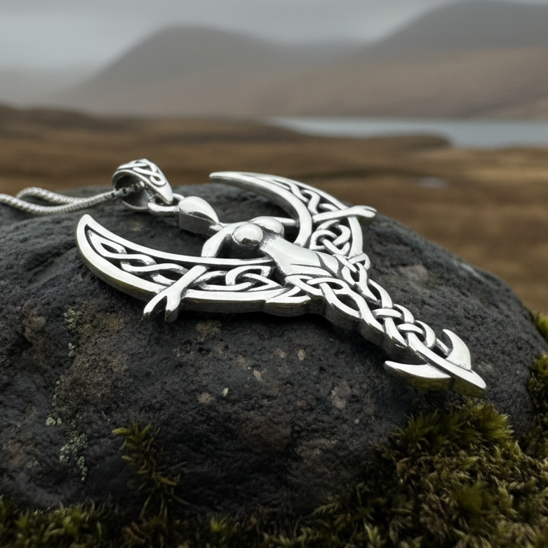 Celtic Moon Goddess Necklace in Sterling Silver — view 5