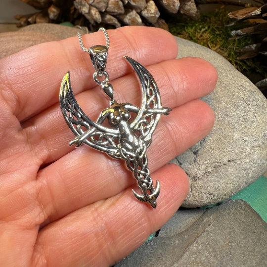 Celtic Moon Goddess Necklace in Sterling Silver — view 8