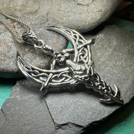 Celtic Moon Goddess Necklace in Sterling Silver