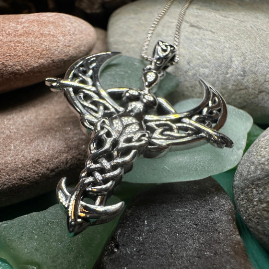 Celtic Moon Goddess Necklace in Sterling Silver — view 6