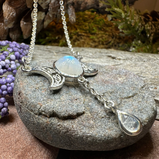 Celtic Moon Necklace in Sterling Silver
