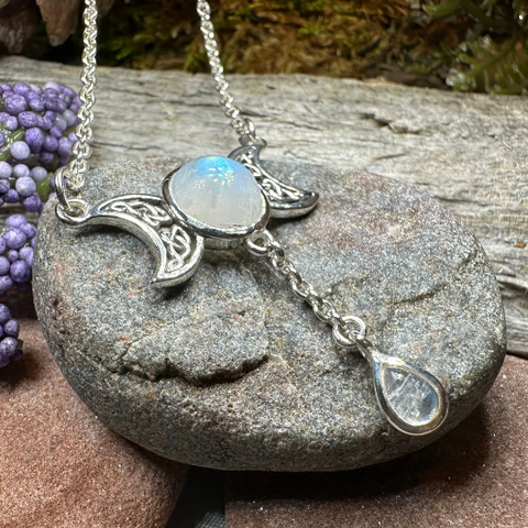 Load image into Gallery viewer, Celtic Moon Necklace in Sterling Silver
