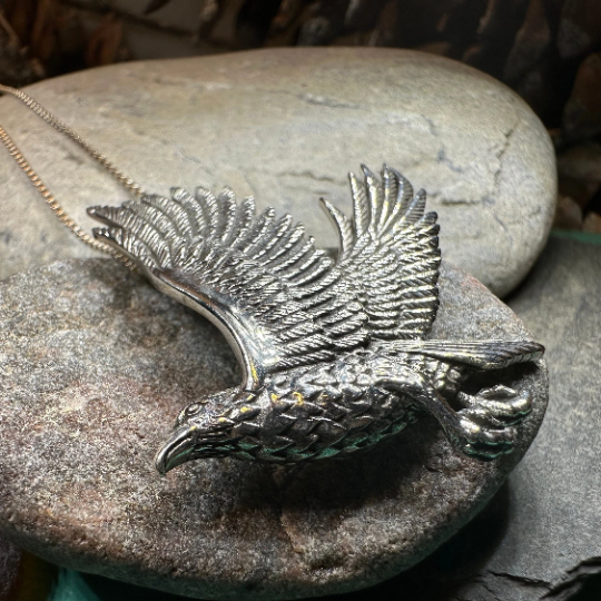 Eagle in Flight Necklace in Sterling Silver