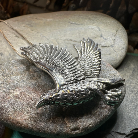 Load image into Gallery viewer, Eagle in Flight Necklace in Sterling Silver
