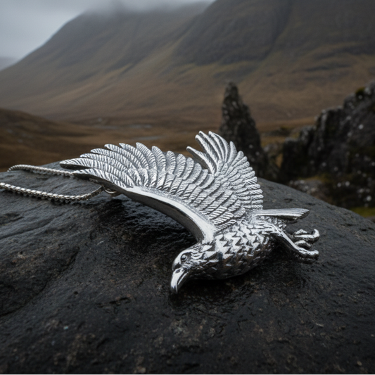 Eagle in Flight Necklace in Sterling Silver