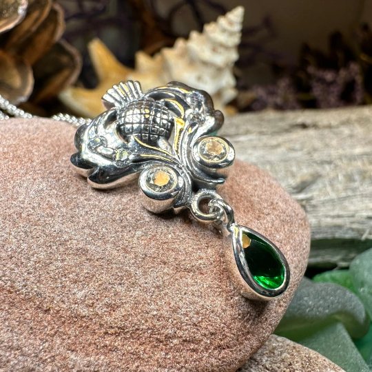 Scottish Aberdeen Thistle Necklace in Sterling Silver — view 9