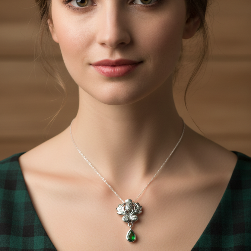Scottish Aberdeen Thistle Necklace in Sterling Silver — view 3