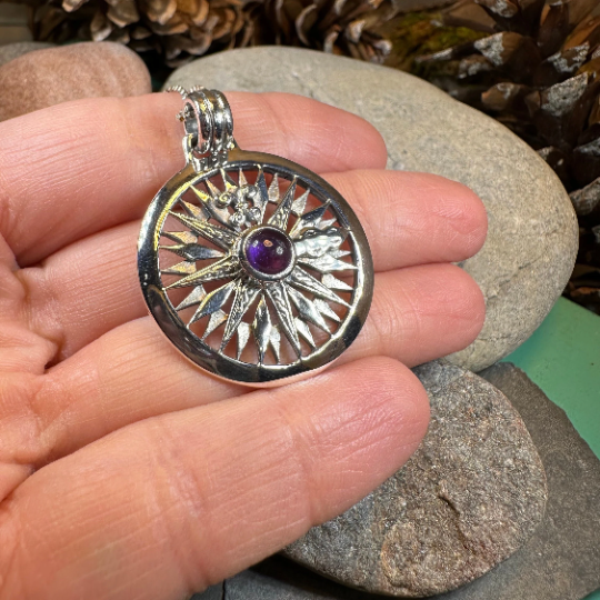 Celtic Compass Amethyst Necklace — view 7