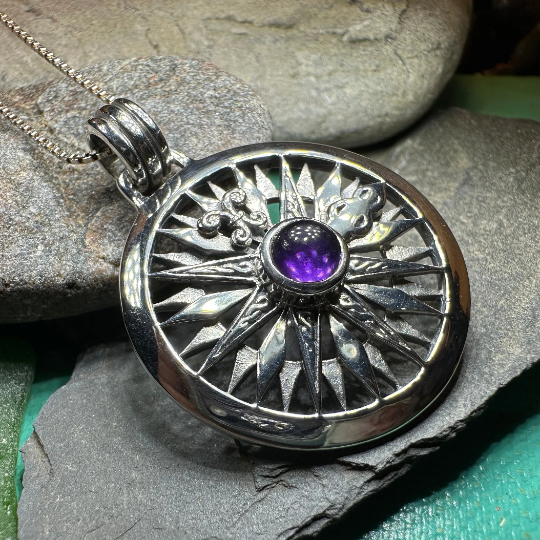 Celtic Compass Amethyst Necklace — view 5