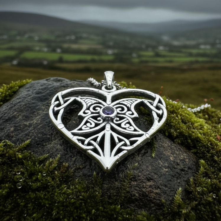 Lumina Celtic Heart Necklace in Sterling Silver — view 7