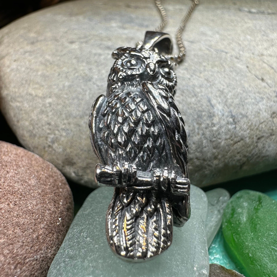 Watchful Owl Necklace in Sterling Silver