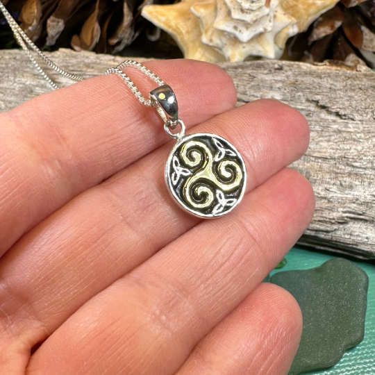 Carran Celtic Spiral Necklace in Sterling Silver — view 4