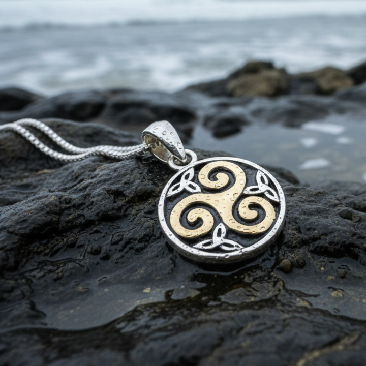 Carran Celtic Spiral Necklace in Sterling Silver