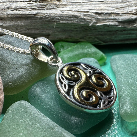 Carran Celtic Spiral Necklace in Sterling Silver — view 8