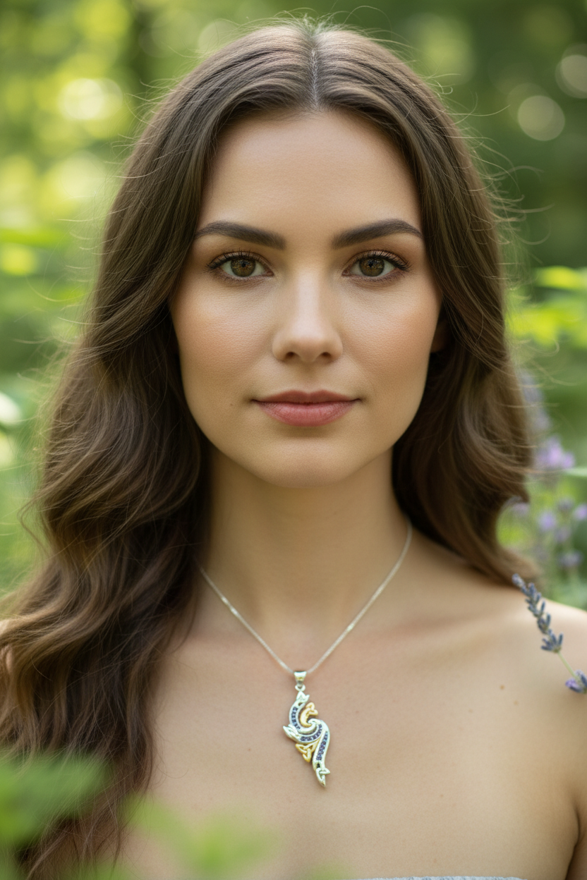 Mystic Trinity Knot Amethyst Necklace in Sterling Silver — view 6