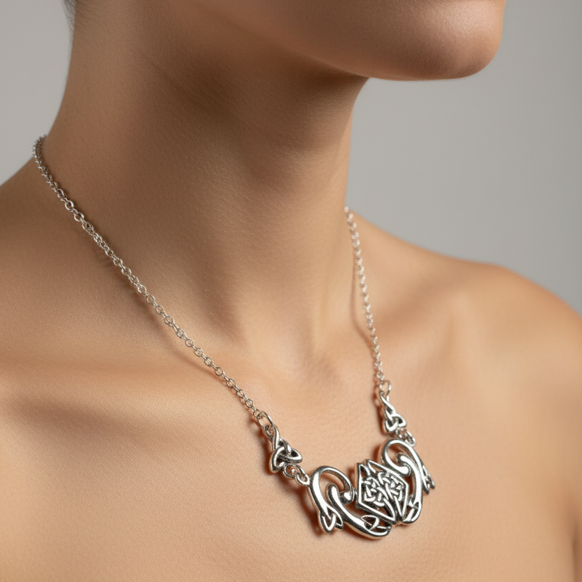 Liadawn Celtic Trinity Knot Necklace in Sterling Silver — view 4