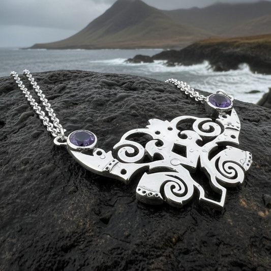 Emeria Celtic Goddess Amethyst Necklace in Sterling Silver