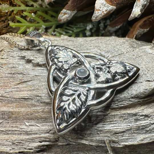 Oak Ash Thorn Trinity Knot Necklace in Sterling Silver