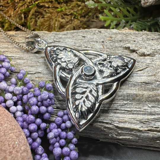 Oak Ash Thorn Trinity Knot Necklace in Sterling Silver