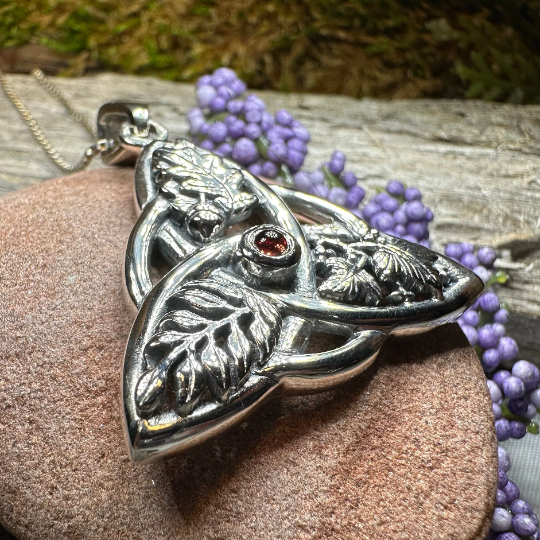 Oak Ash Thorn Trinity Knot Necklace in Sterling Silver