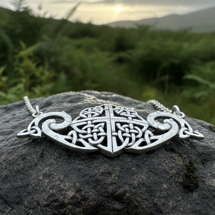 Keavy Trinity Knot Necklace in Sterling Silver — view 3