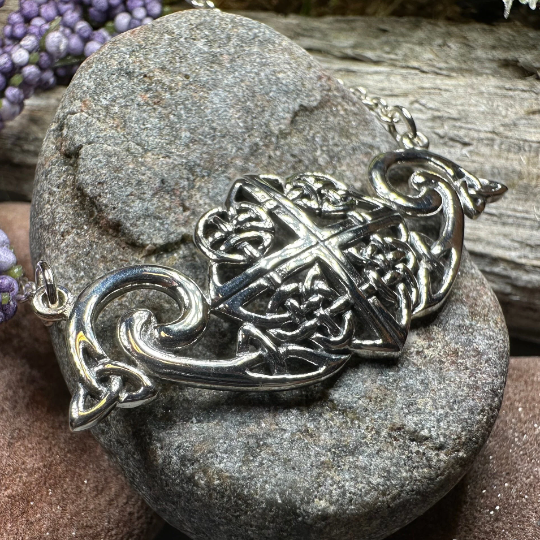 Keavy Trinity Knot Necklace in Sterling Silver — view 7