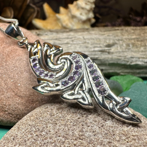 Mystic Elegance Trinity Knot Necklace with Amethysts