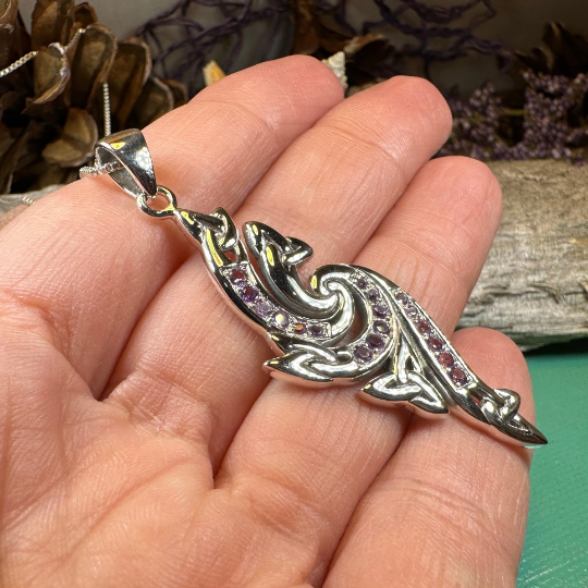 Mystic Elegance Trinity Knot Necklace with Amethysts — view 5