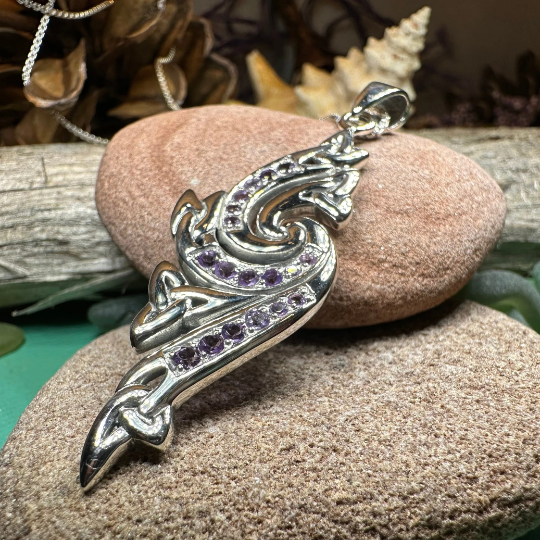 Mystic Elegance Trinity Knot Necklace with Amethysts — view 6
