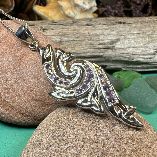 Mystic Elegance Trinity Knot Necklace with Amethysts