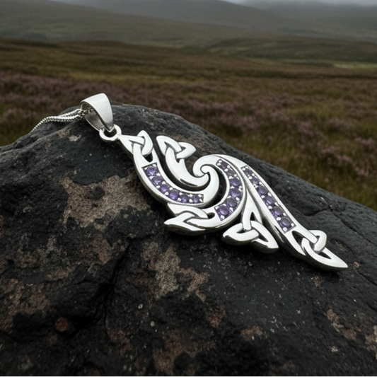 Mystic Elegance Trinity Knot Necklace with Amethysts