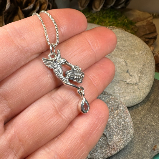 Summer Rain Hummingbird Necklace with Blue Topaz — view 5