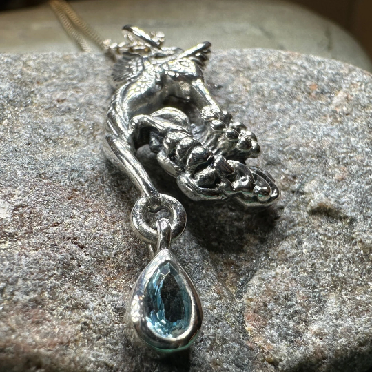 Summer Rain Hummingbird Necklace with Blue Topaz — view 7