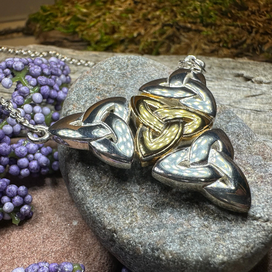 Kassity Celtic Trinity Knot Necklace in Sterling Silver — view 9