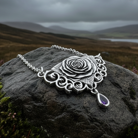 Wild Irish Rose Necklace in Sterling Silver