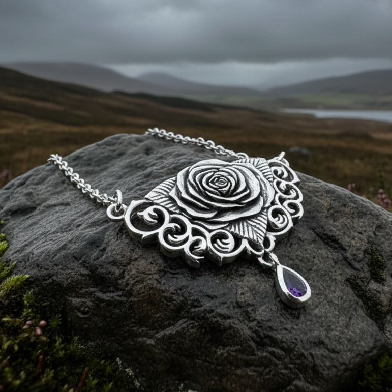 Wild Irish Rose Necklace in Sterling Silver