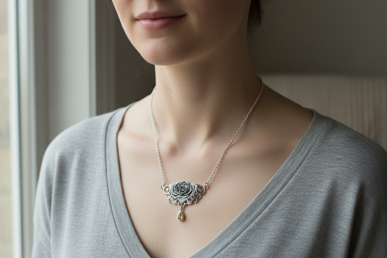 Wild Irish Rose Necklace in Sterling Silver — view 2