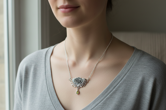 Wild Irish Rose Necklace in Sterling Silver