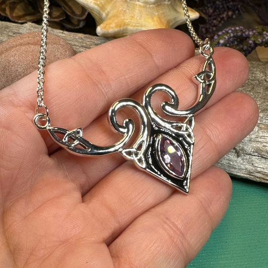 Meegan Celtic Trinity Knot Necklace in Sterling Silver — view 4