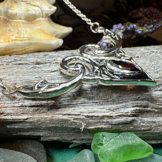 Meegan Celtic Trinity Knot Necklace in Sterling Silver — view 10