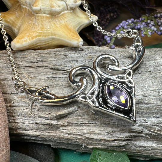 Meegan Celtic Trinity Knot Necklace in Sterling Silver — view 11