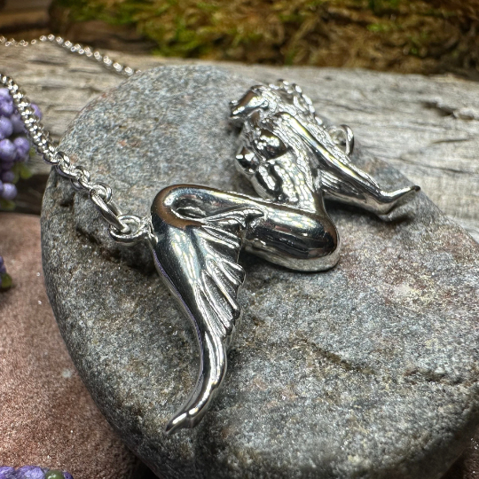 Ocean Mermaid Goddess Necklace in Sterling Silver — view 5