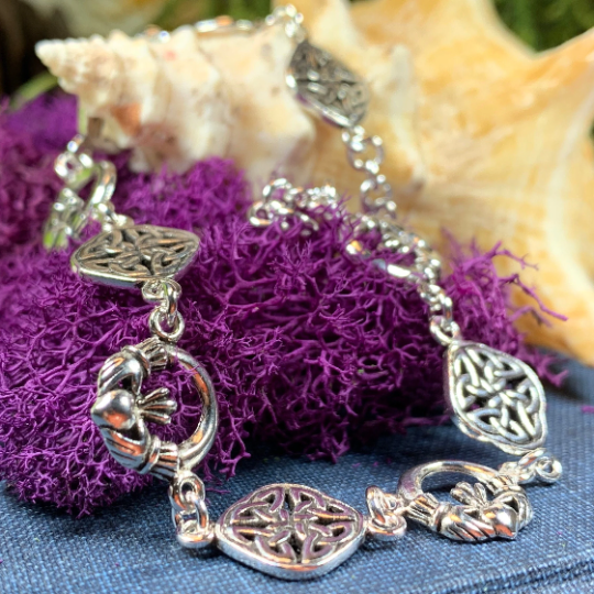 Kira Irish Claddagh Celtic Knot Bracelet in Sterling Silver — view 4