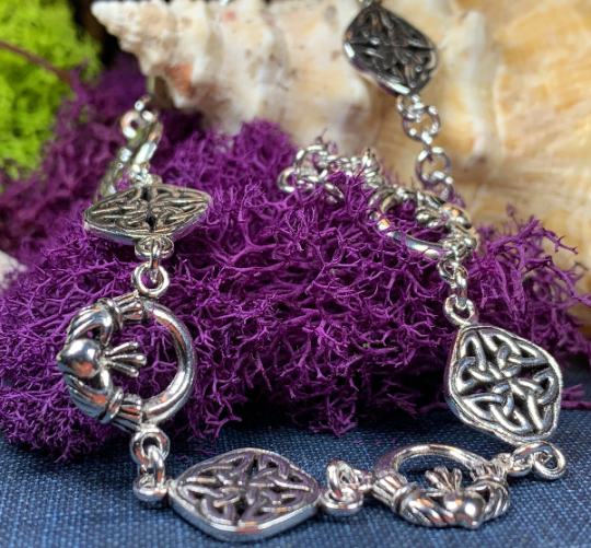 Kira Irish Claddagh Celtic Knot Bracelet in Sterling Silver — view 6