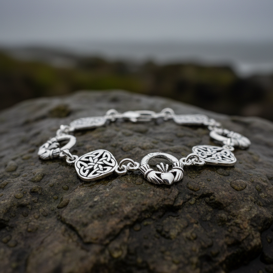Kira Irish Claddagh Celtic Knot Bracelet in Sterling Silver
